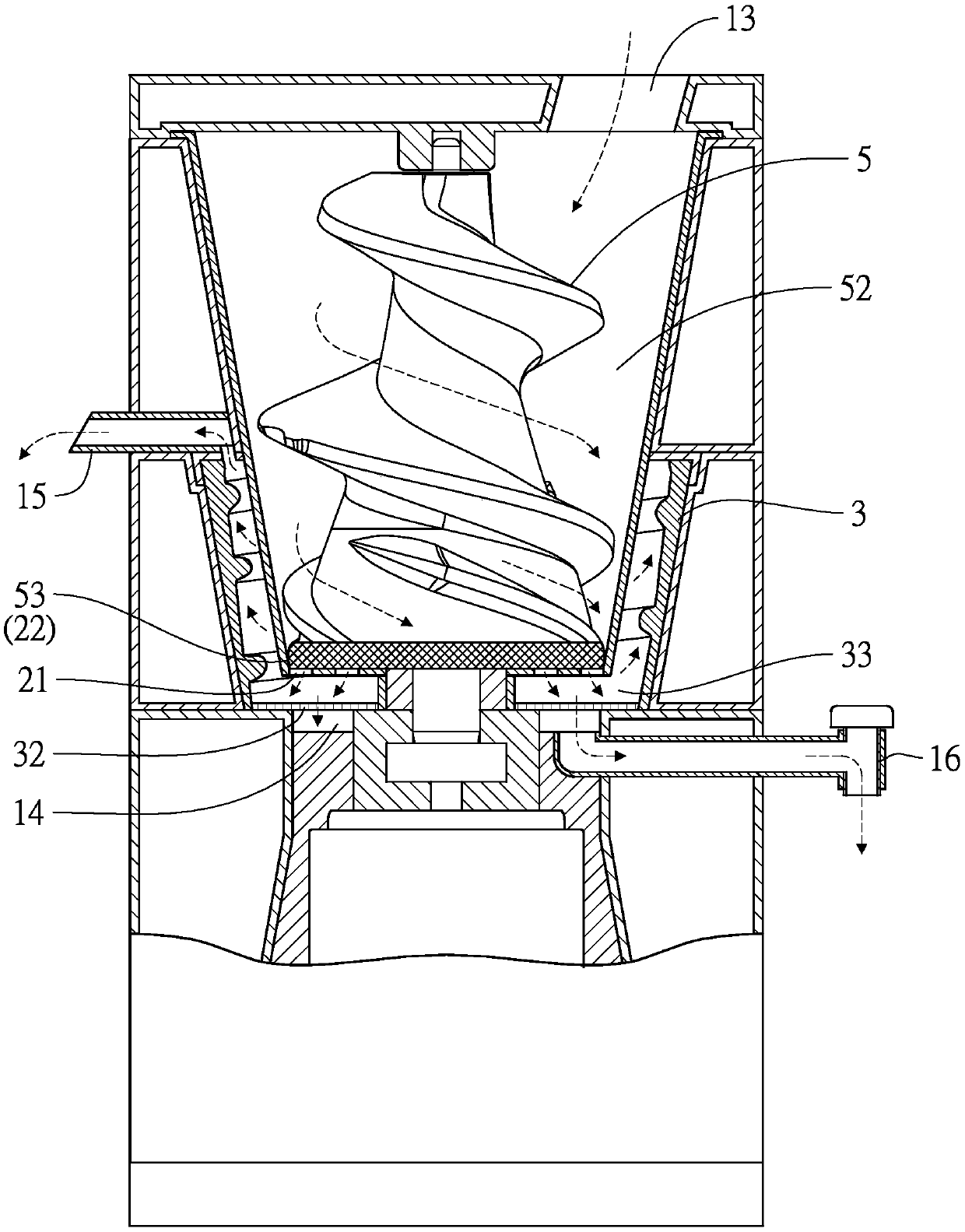 Vegetable and fruit crushing and extruding structure and using method thereof