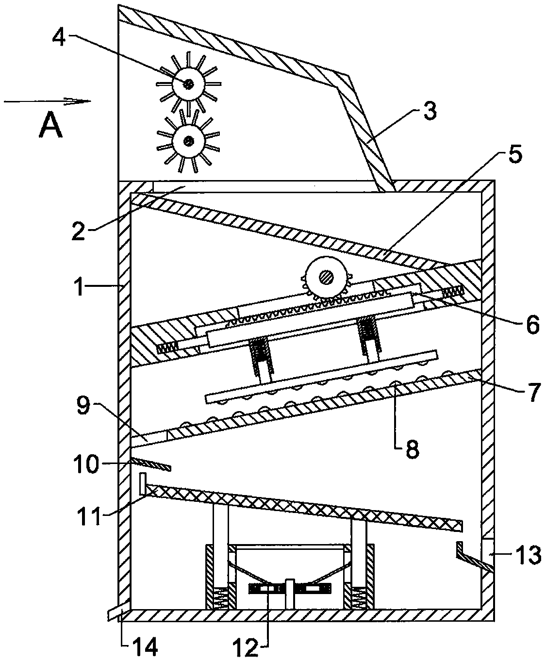 Agricultural production equipment with quick removal function of pod shells