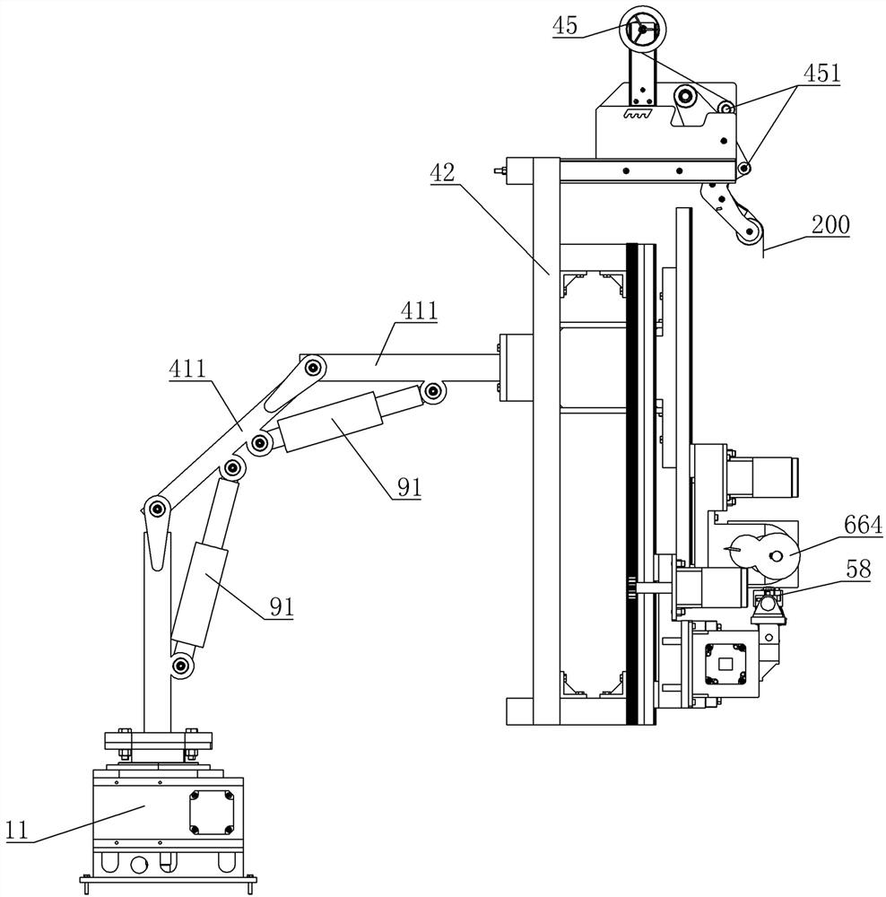 Packaging film fixing device of winding packaging robot