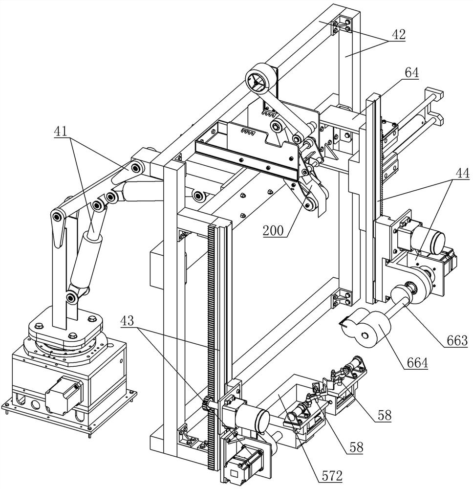 Packaging film fixing device of winding packaging robot