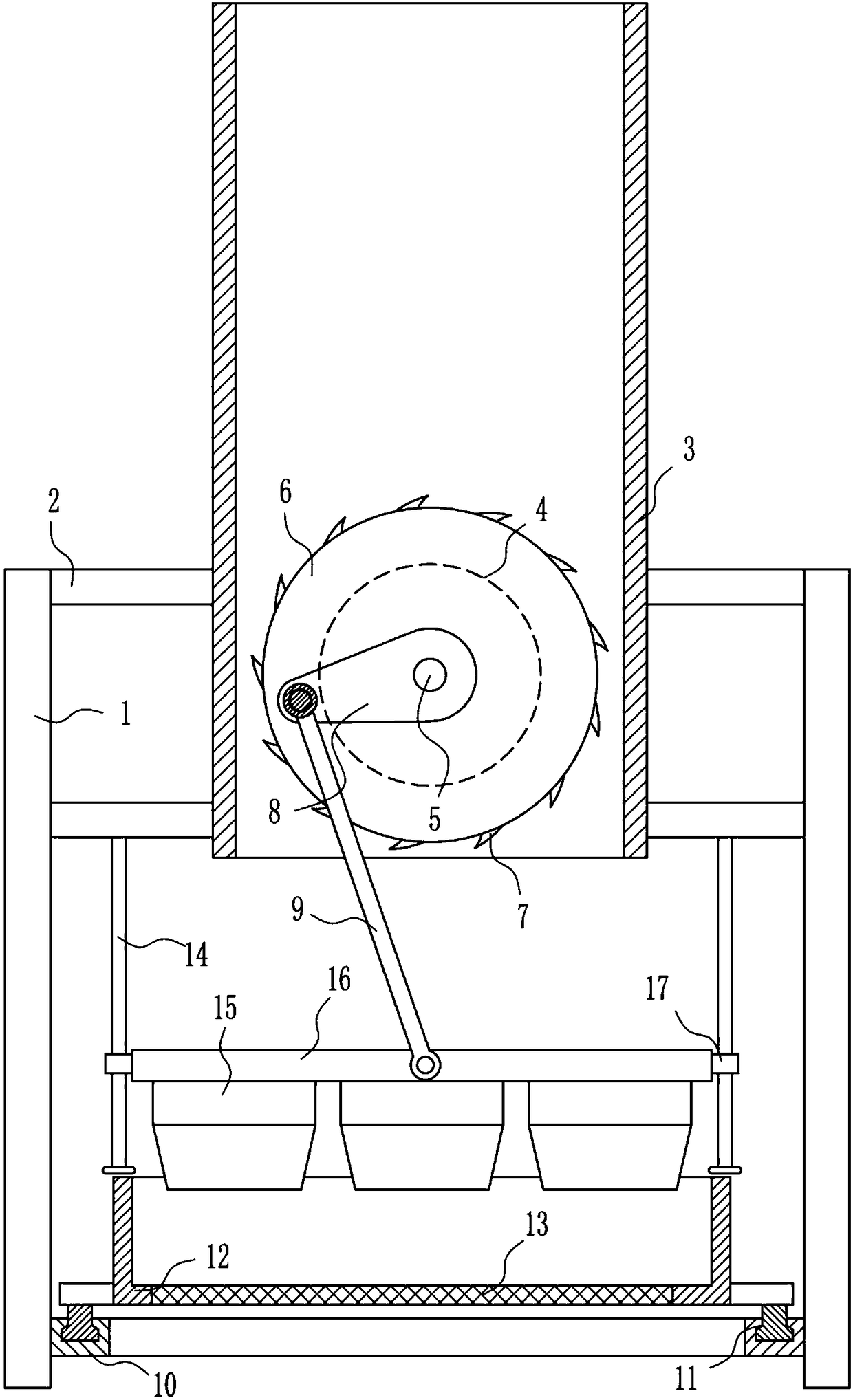 Log crushing device for papermaking