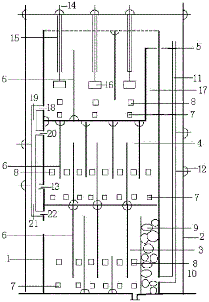 Tower-type bioreactor synchronously removing carbon, nitrogen and sulfur