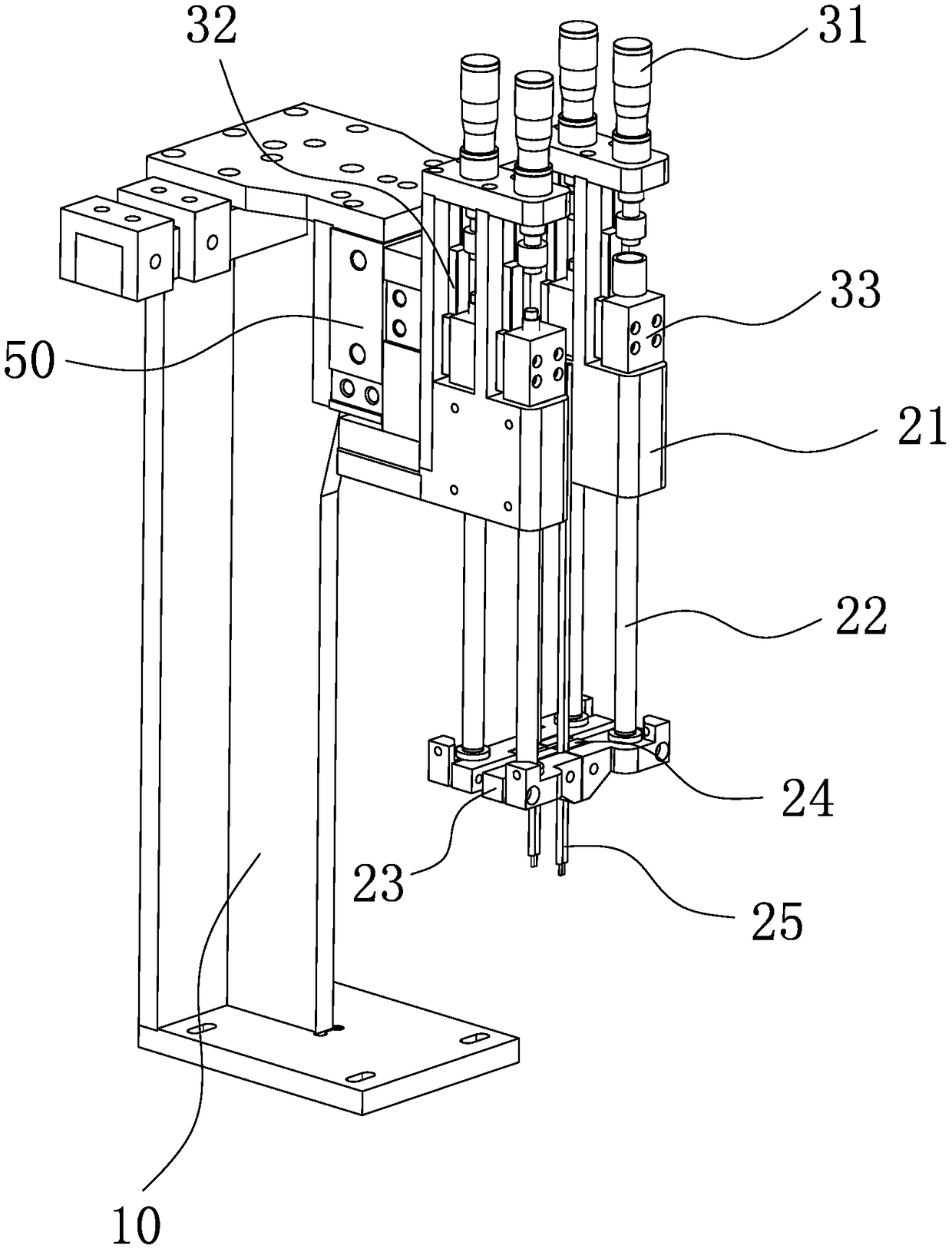 A battery spot welding mechanism