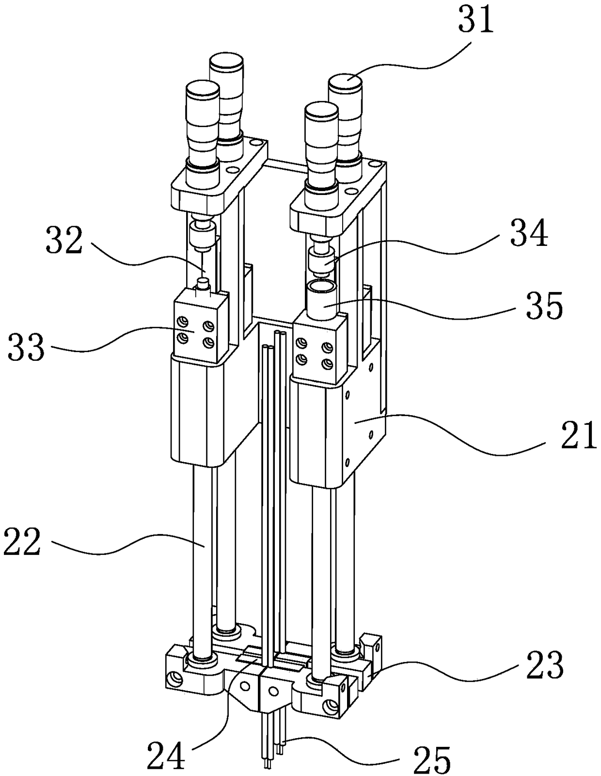 A battery spot welding mechanism