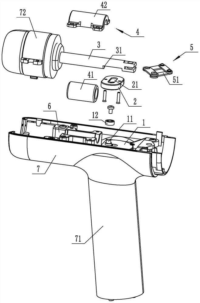 Reciprocating motion mechanism and fascia gun