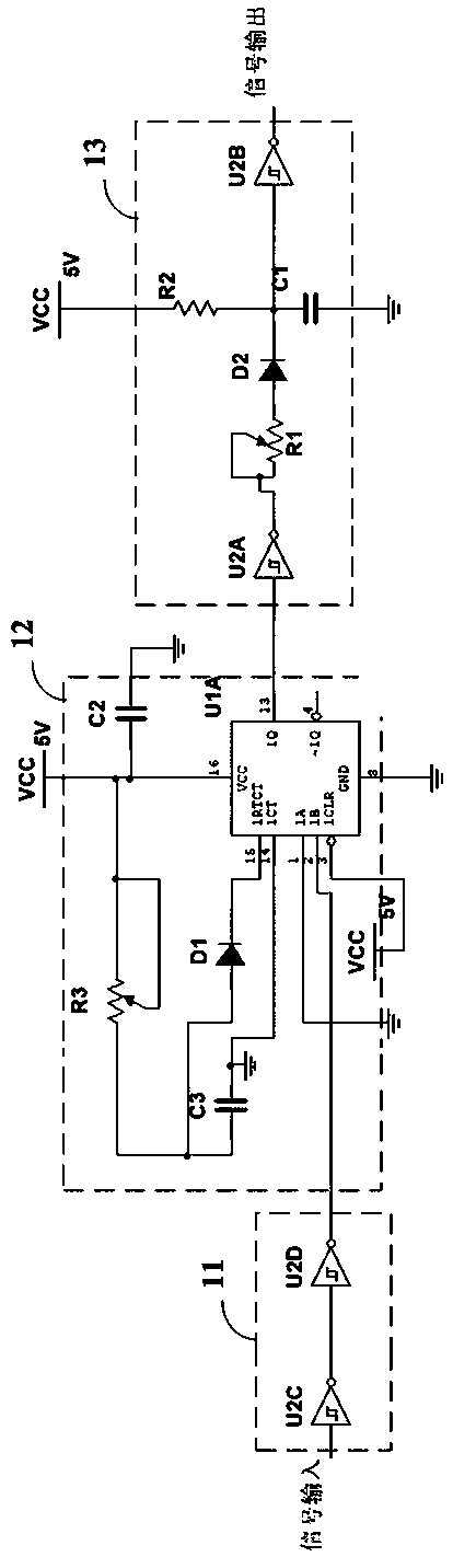 Pulse delay width modulation circuit for mass spectrum