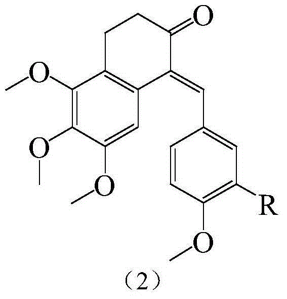 Substituted benzylidene tetralone derivatives and preparation method and applications