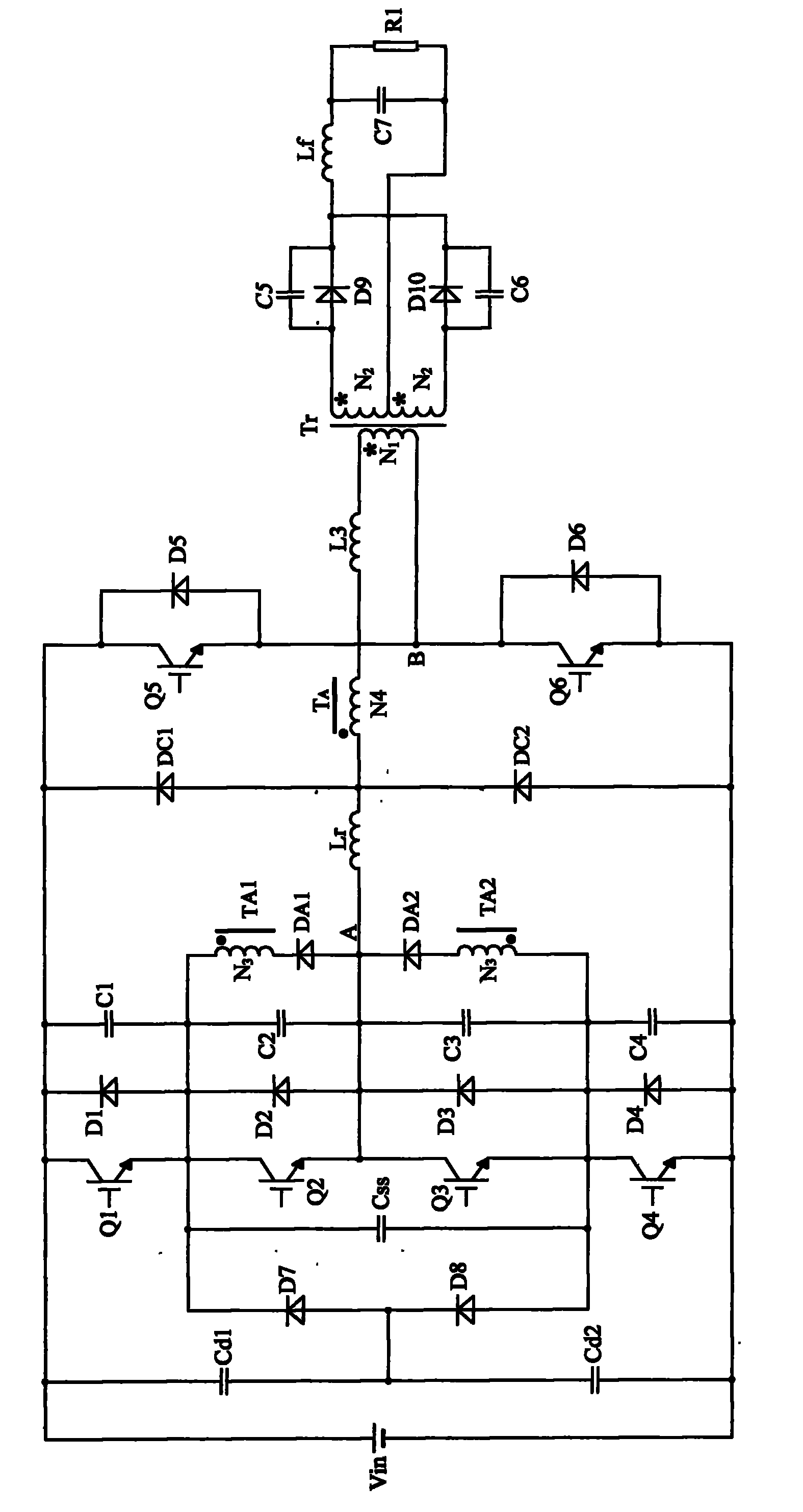 ZVZCS three-level DC-DC converter with two-sided passive auxiliary network