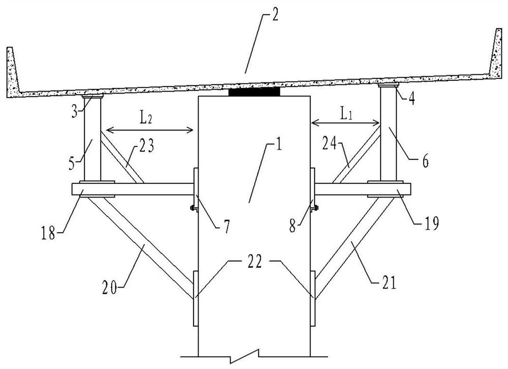 An unbalanced anti-torsion and anti-overturning structure of a single-column pier of a curved girder bridge and its construction method
