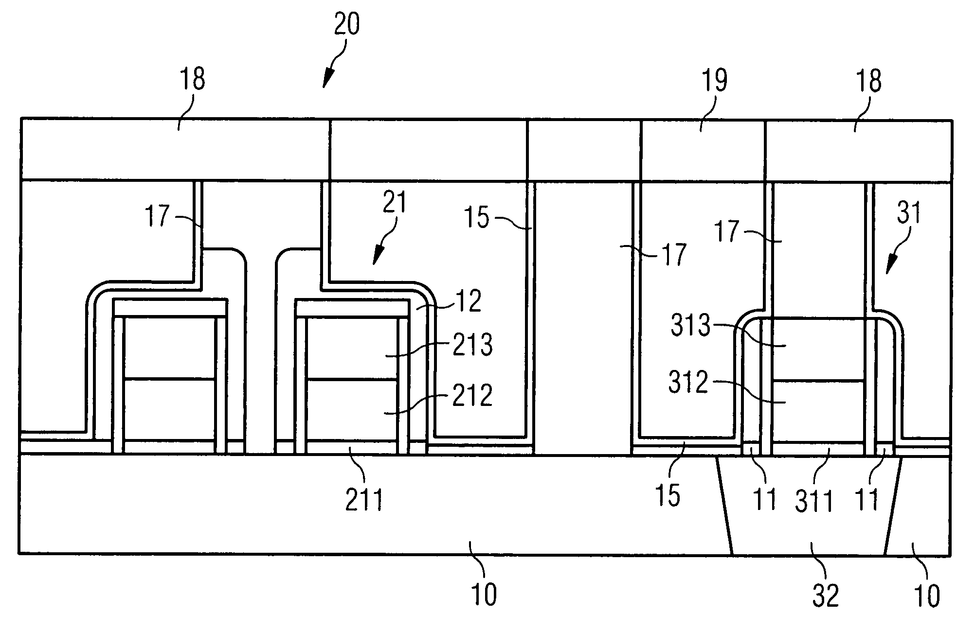 Method for fabricating a first contact hole plane in a memory module