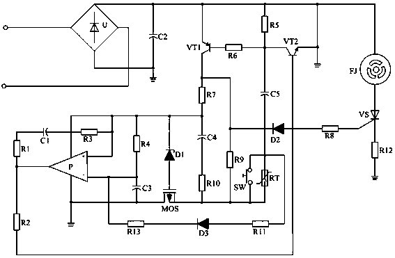 An energy-saving control circuit for a ventilation fan