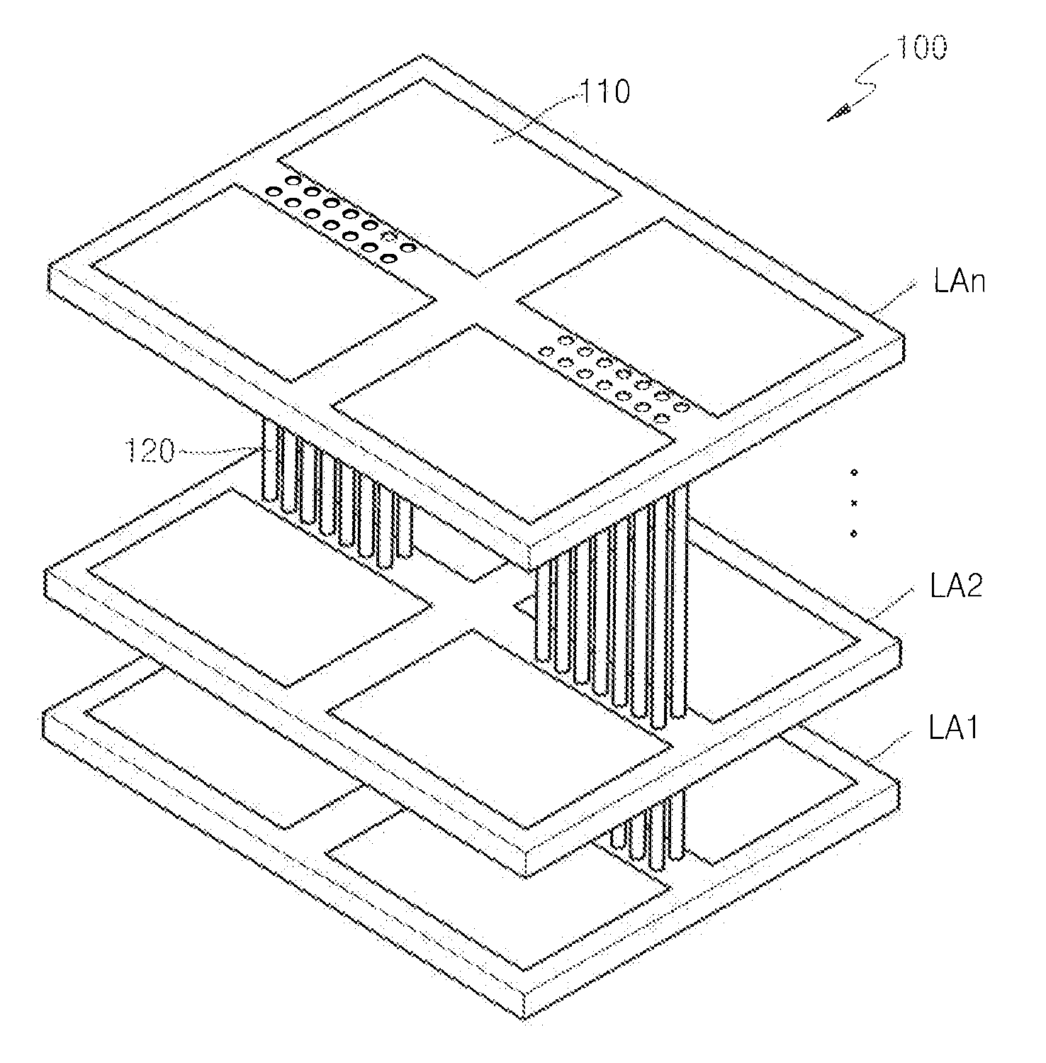 Semiconductor device having stacked structure including through-silicon-vias and method of testing the same