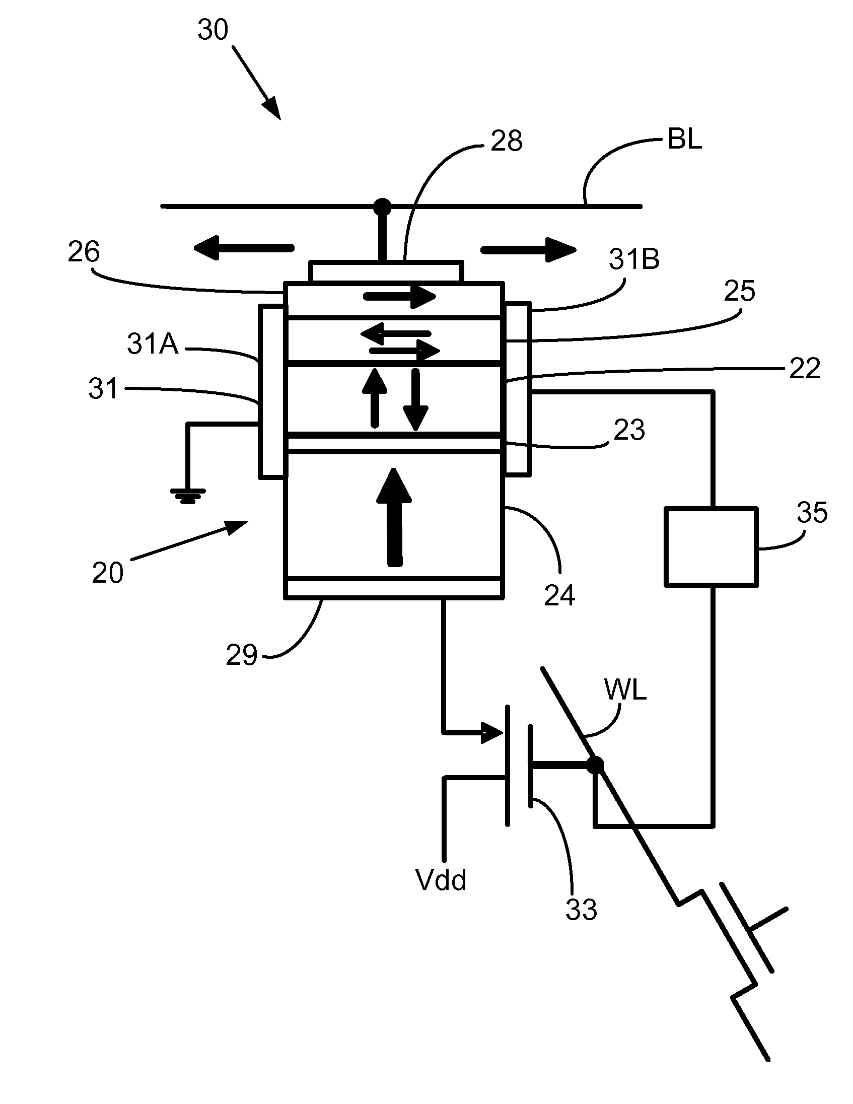 Magnetic memory with strain-assisted exchange coupling switch