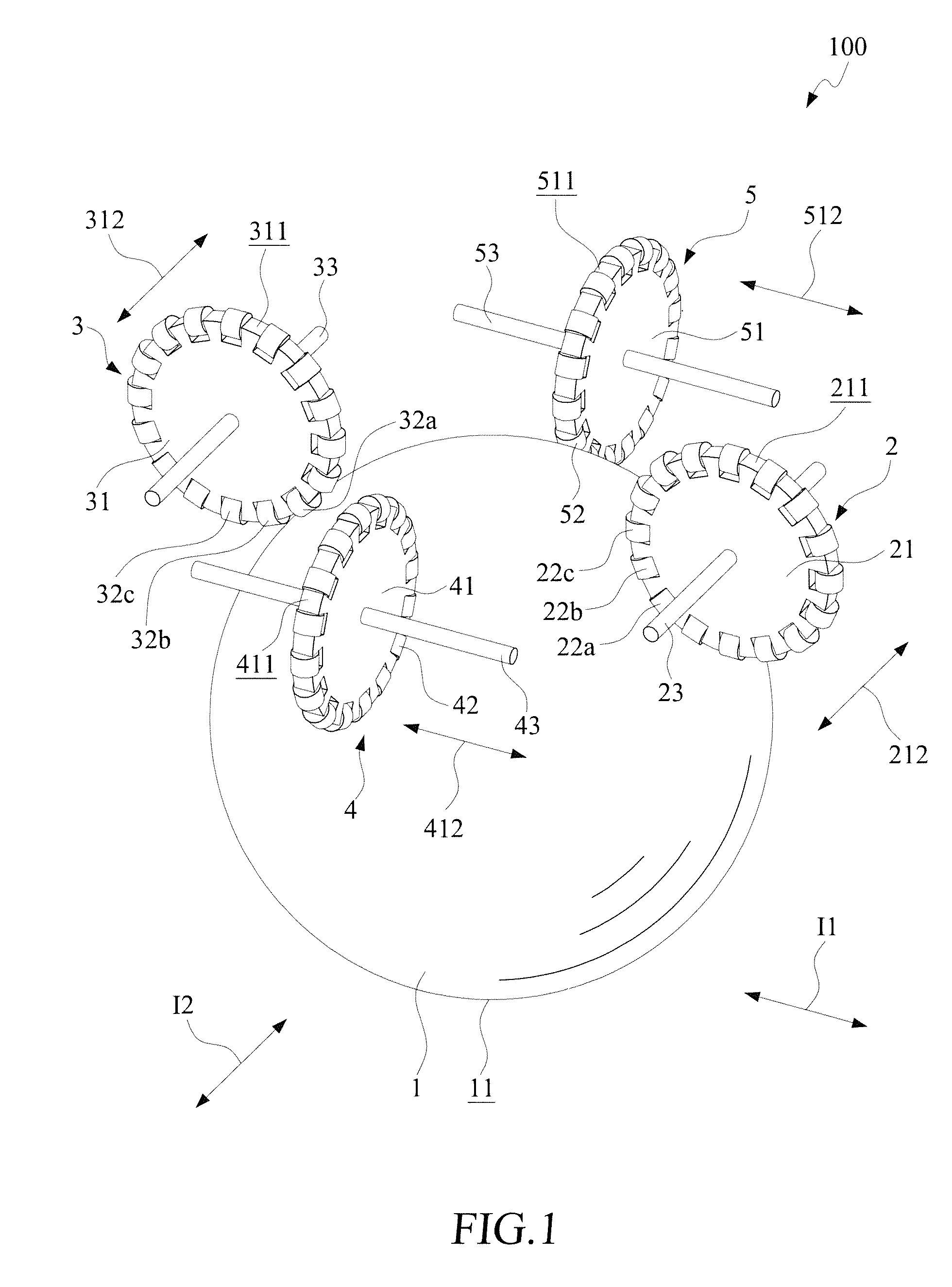 Omni-wheel based driving device with enhanced main wheel structure