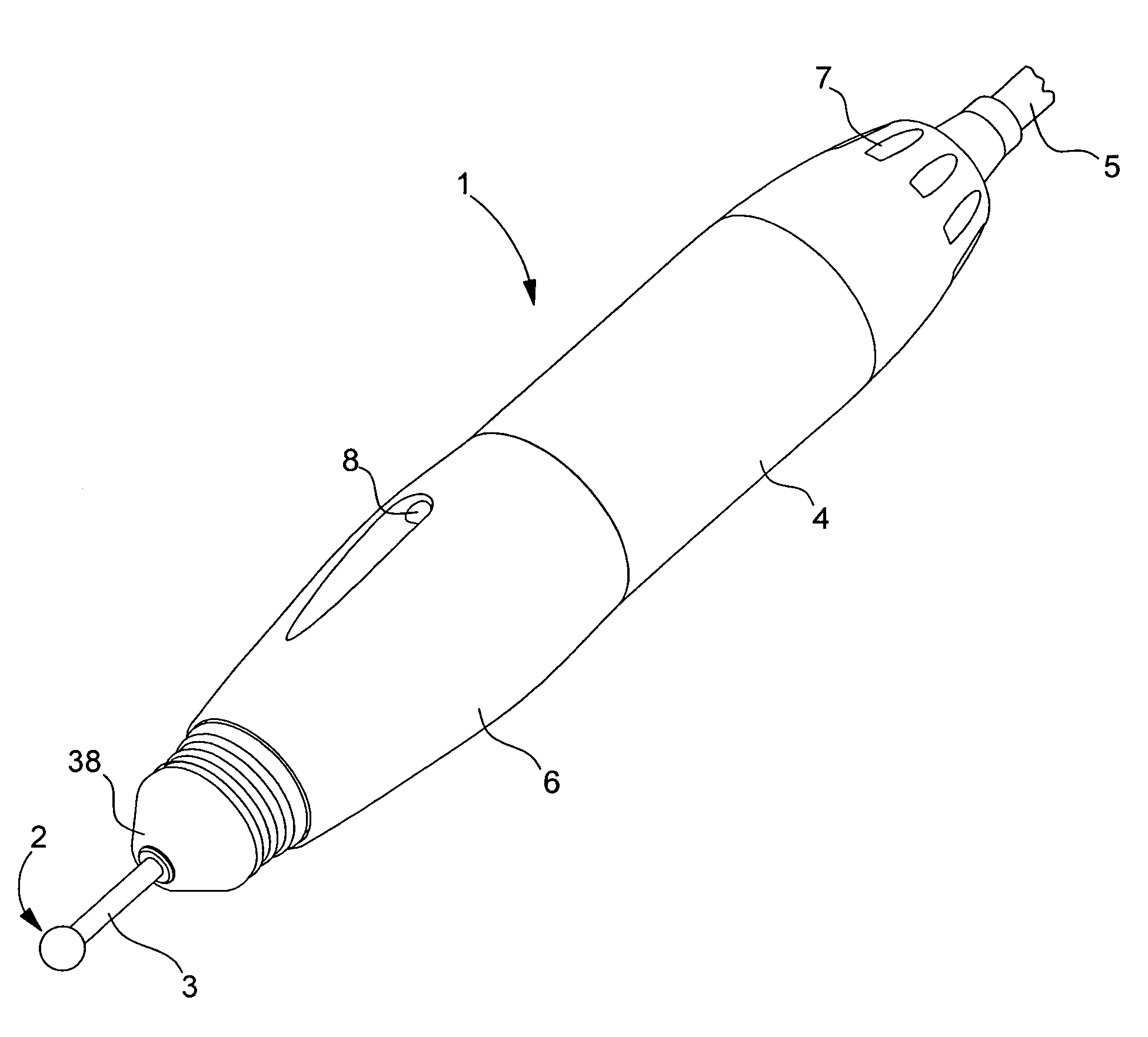 Handpiece for dental or surgical use