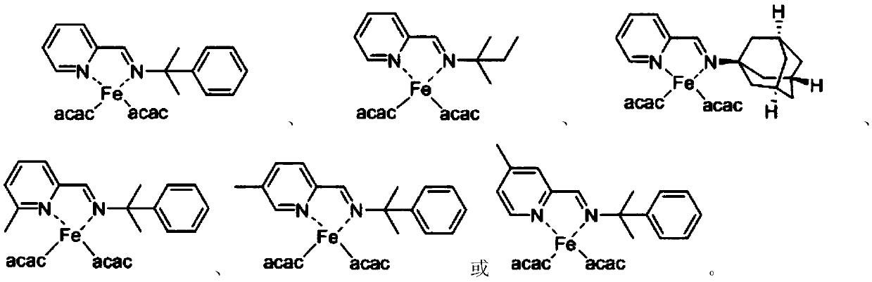 Pyridine imine ferrous acetylacetonate complex, preparation method thereof and method for catalyzing conjugated diene polymerization by using pyridine imine ferrous acetylacetonate complex