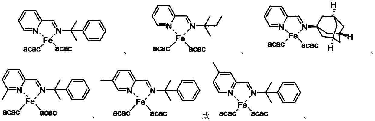Pyridine imine ferrous acetylacetonate complex, preparation method thereof and method for catalyzing conjugated diene polymerization by using pyridine imine ferrous acetylacetonate complex