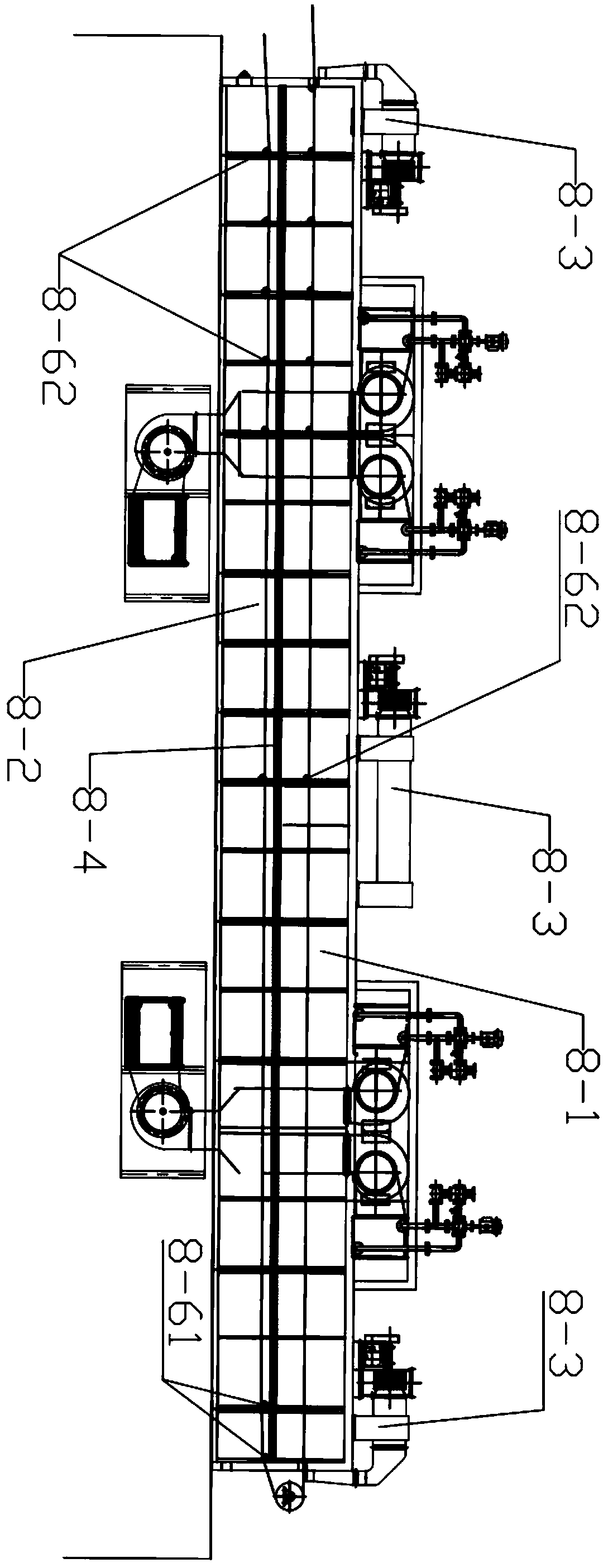 High-efficiency, space-saving and energy-saving oven for synthetic leather