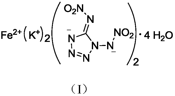 Bis(1,5-nitroaminotetrazole)-potassium ferrite tetrahydrate compound