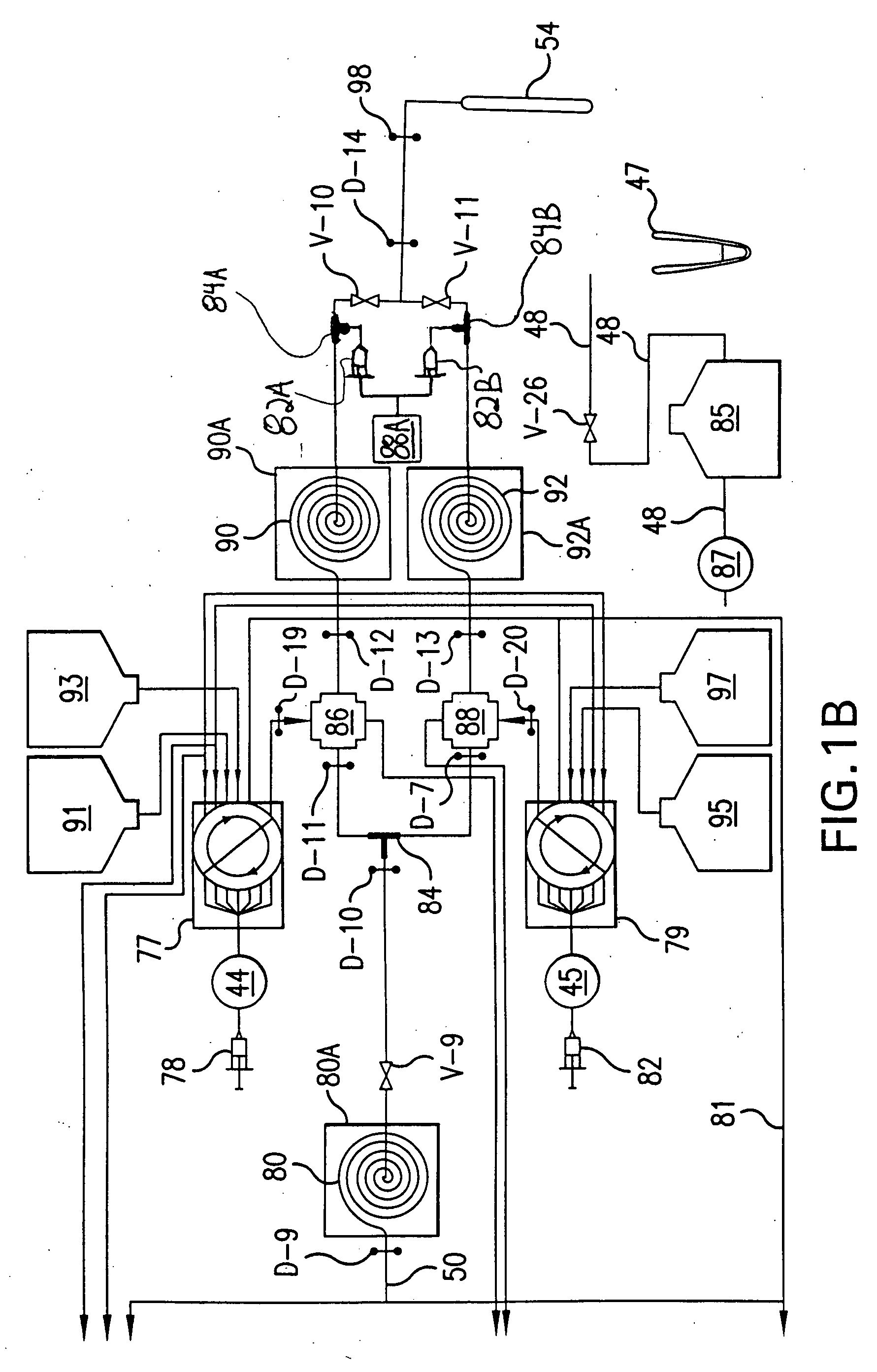 Device and method for making discrete volumes of a first fluid in contact with a second fluid, which are immiscible with each other