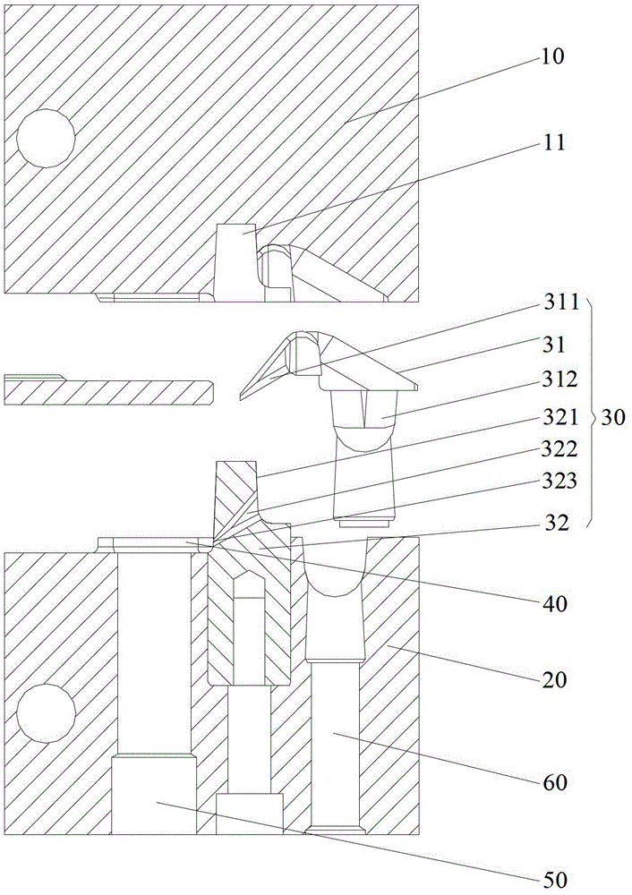 Mechanism used for cutting off side gate in mold automatically and suitable for injection mold