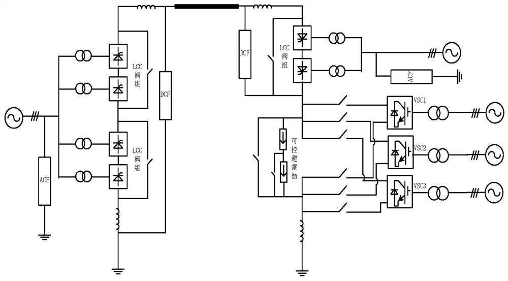 Transient voltage control method and device for extra-high voltage hybrid direct current power transmission system