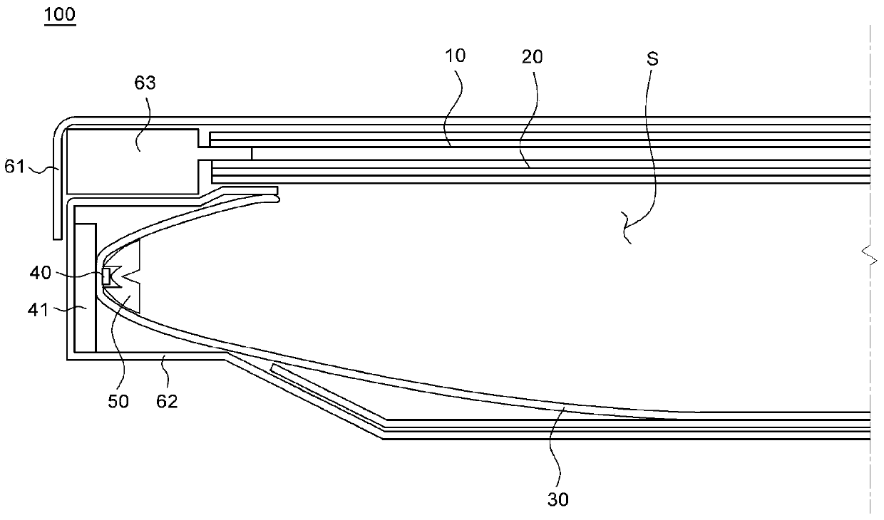 Lens for edge-lit display device with light guide plate removed, and display device provided with same