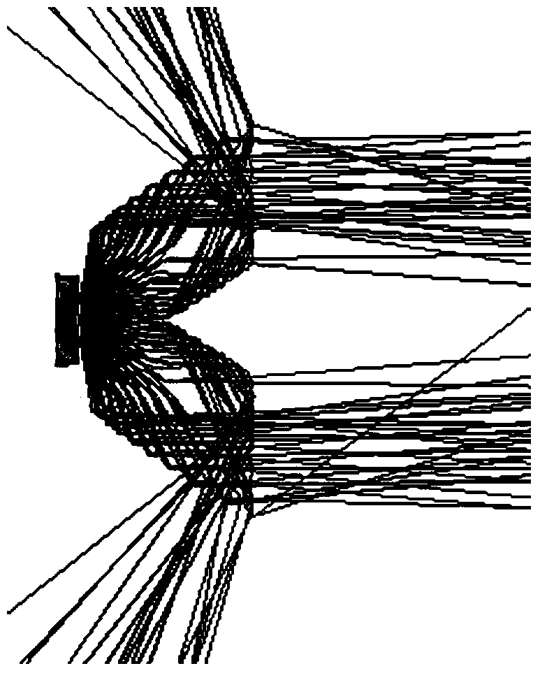 Lens for edge-lit display device with light guide plate removed, and display device provided with same