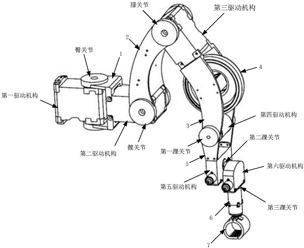 Single-leg structure for wheel-legged type robot in leg-arm mixing operation