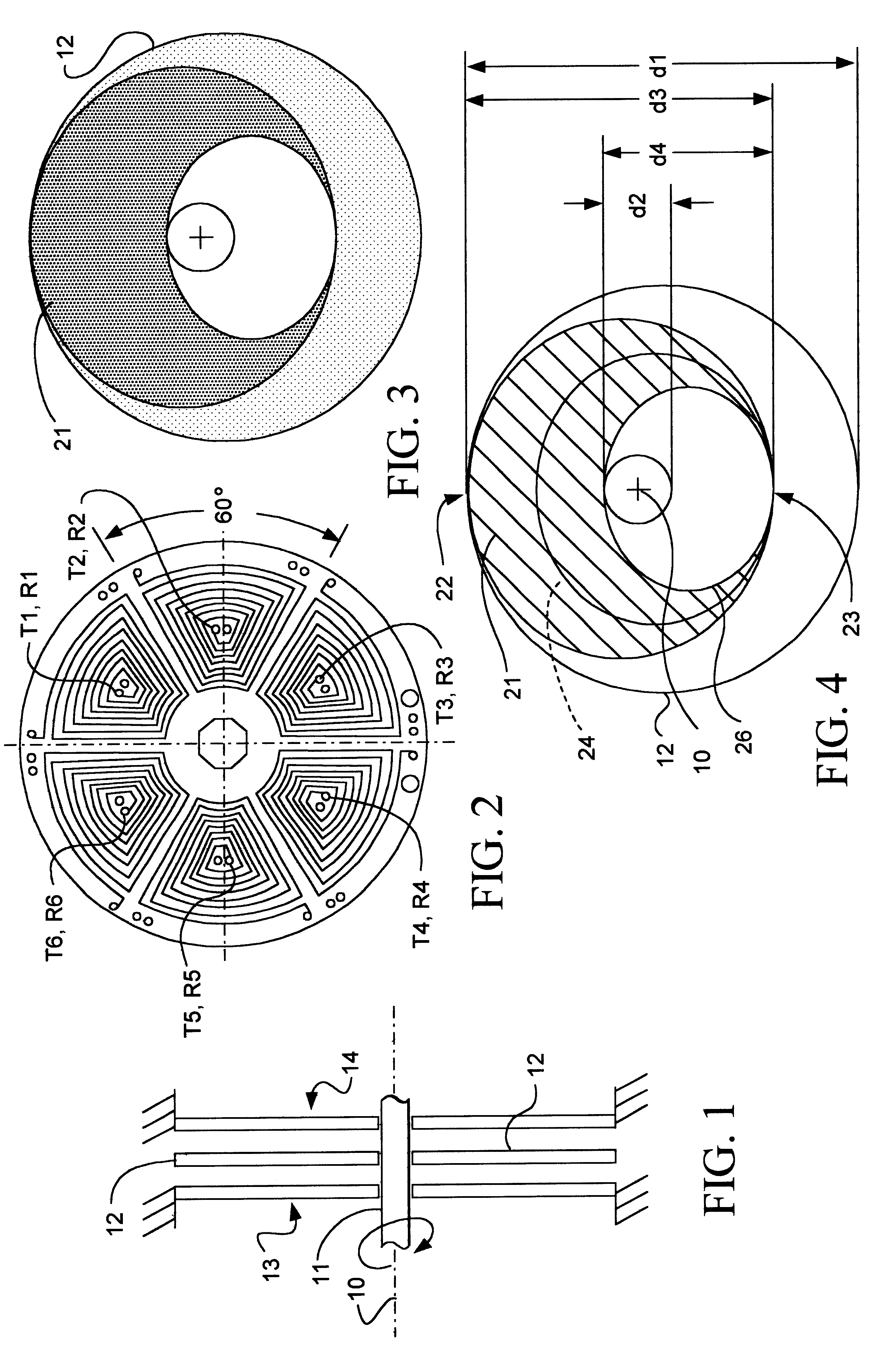 Angular position sensor with inductive attenuating coupler