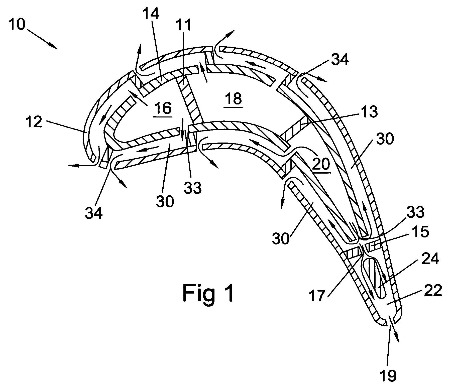 Turbine airfoil with mini-serpentine cooling passages