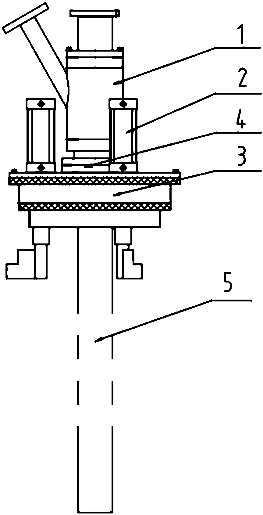 Tail gas collecting and conveying device with pneumatic clamping and joint adjusting