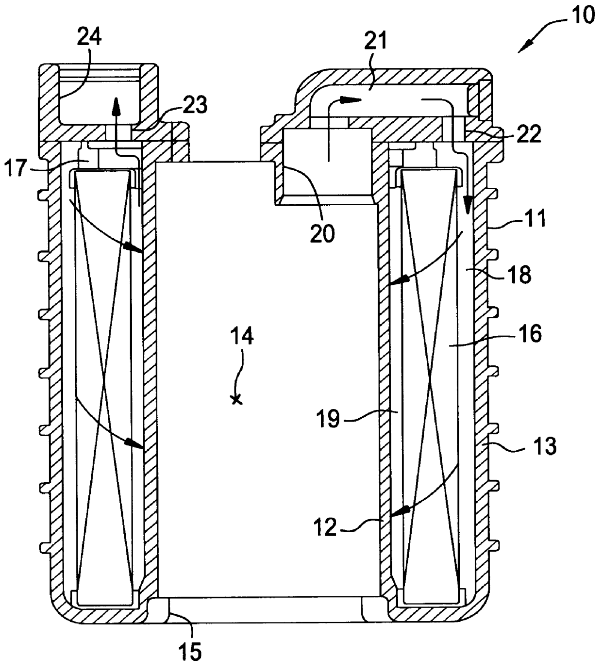 Fuel filter with return path for reducing electrical charge buildup