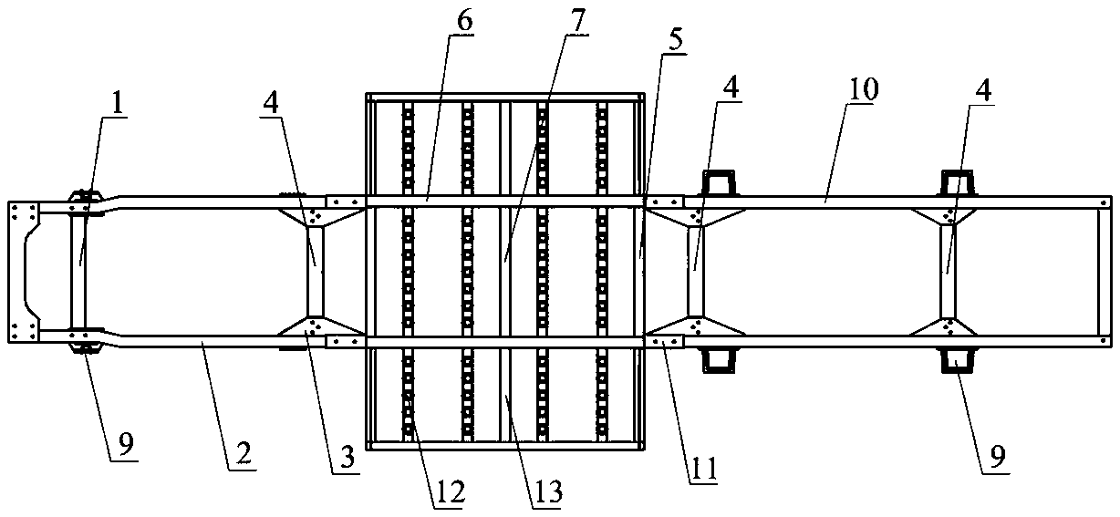 Sectional type electric logistics vehicle frame structure capable of realizing rapid replacing of power batteries