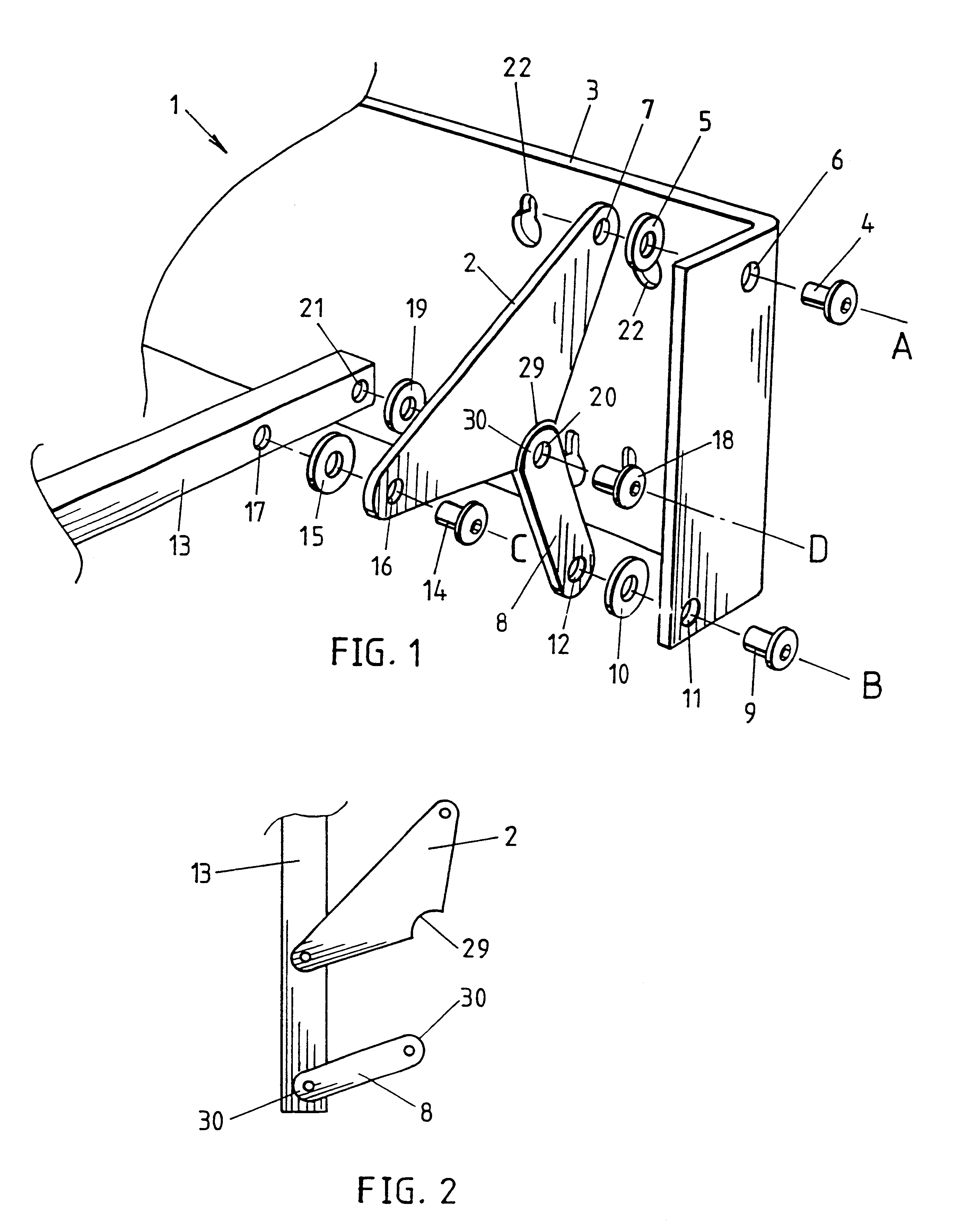 Pivotal support and foldaway wings