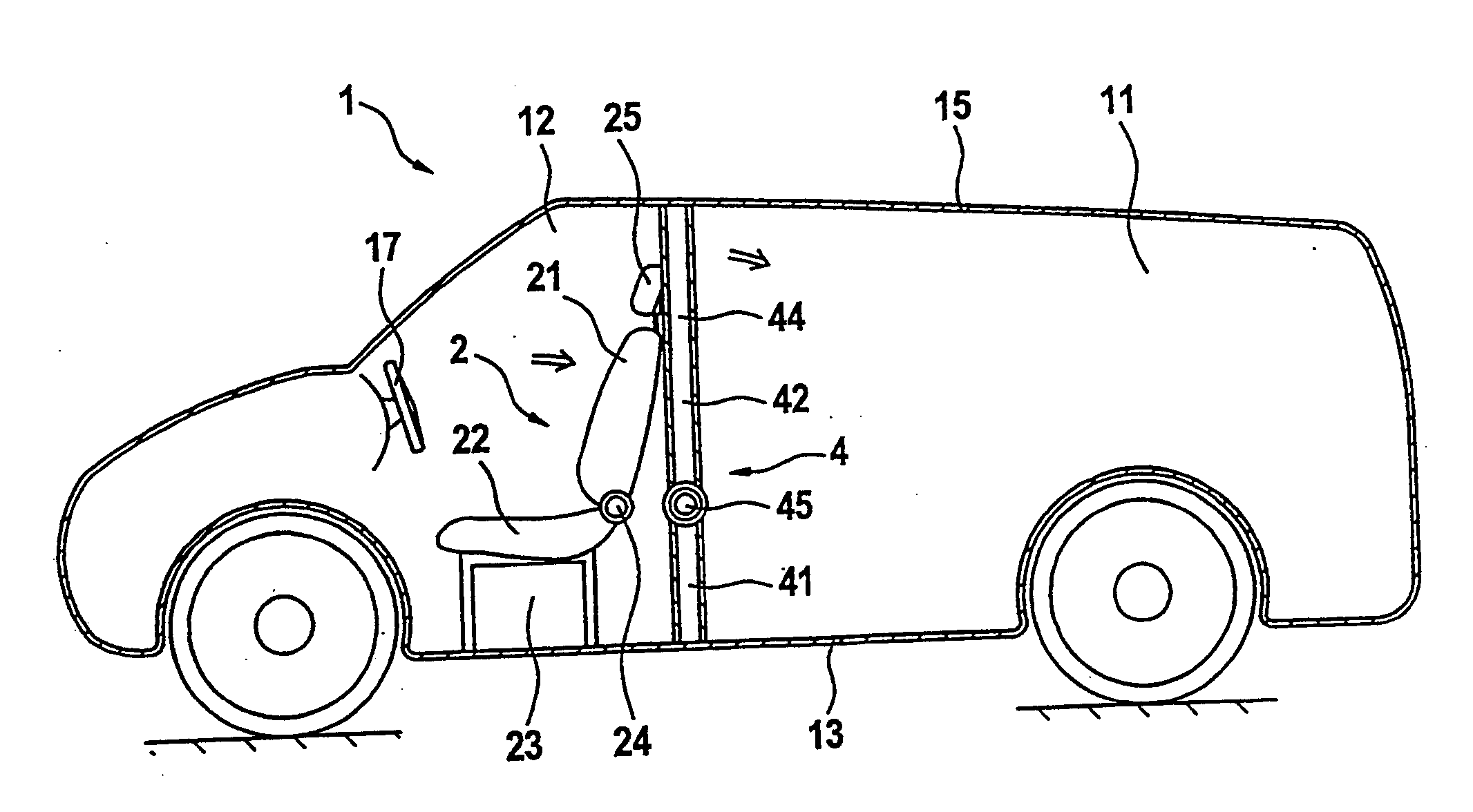 Motor vehicle with partition