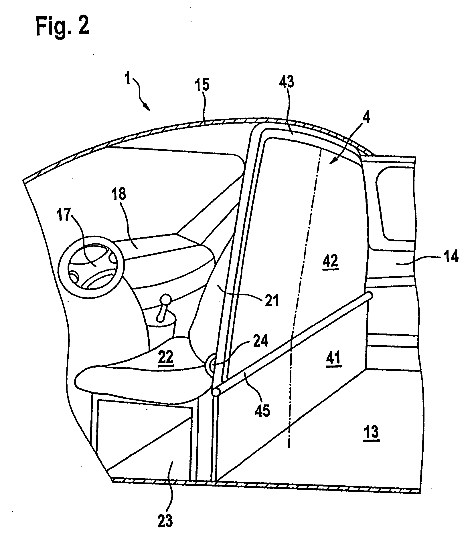 Motor vehicle with partition