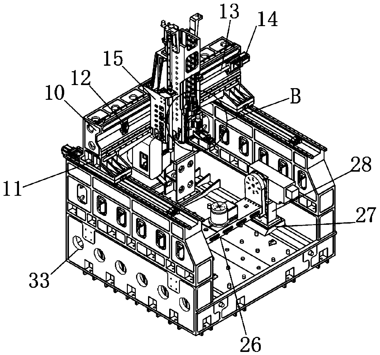 Nine-axis linkage comprehensive machining center