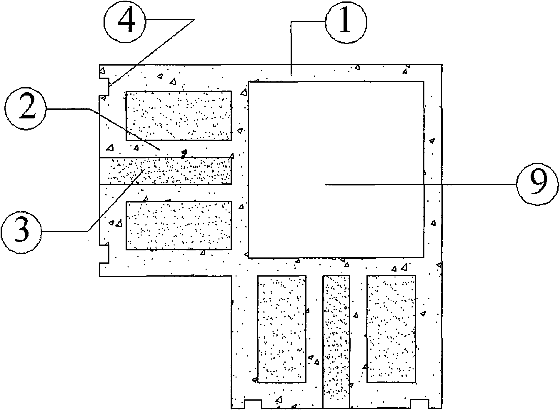 Combined masonry of recycled concrete block with light heat-insulation mortar bed and manufacturing method thereof