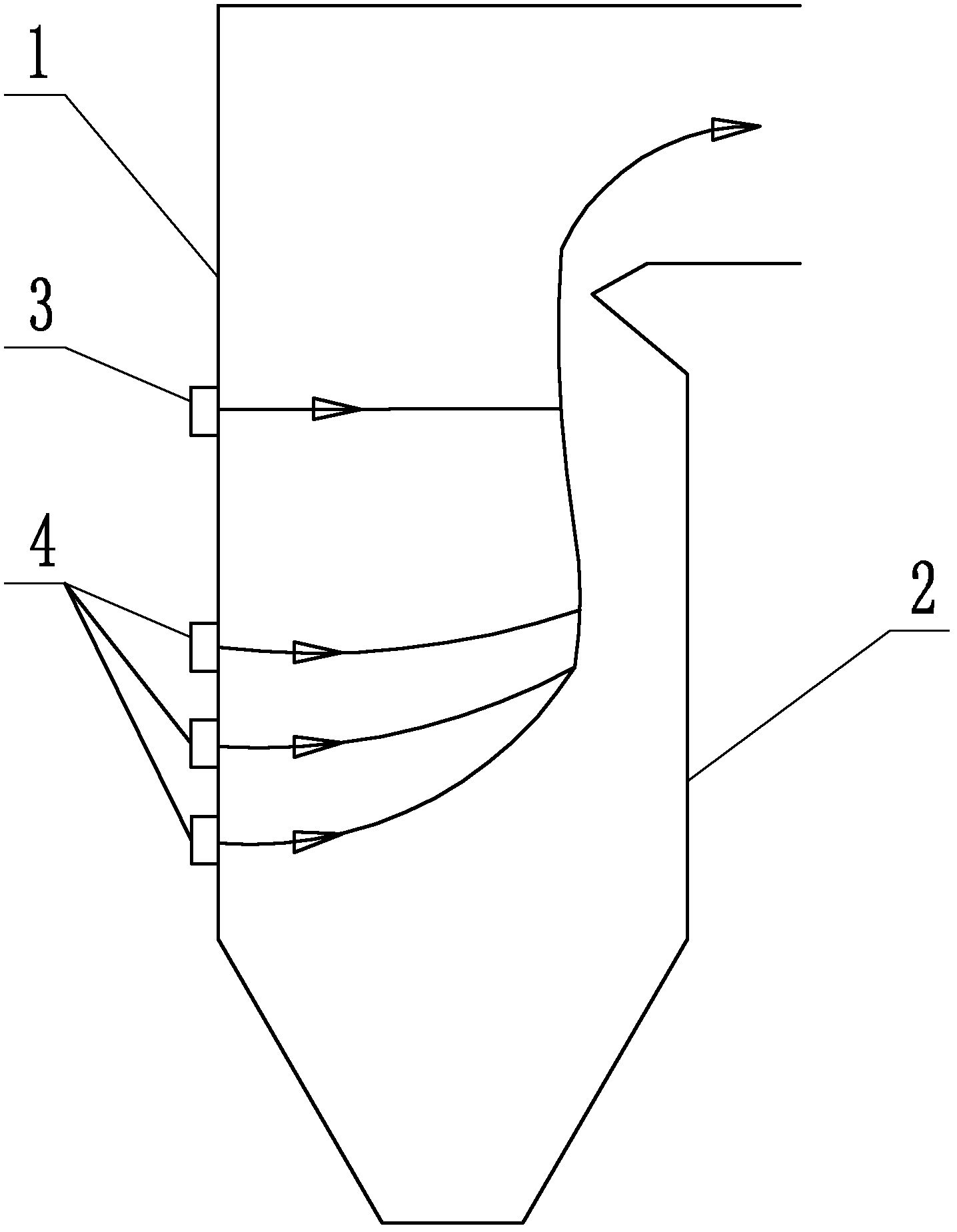 Cyclone burner and air burnout arrangement structure for boiler
