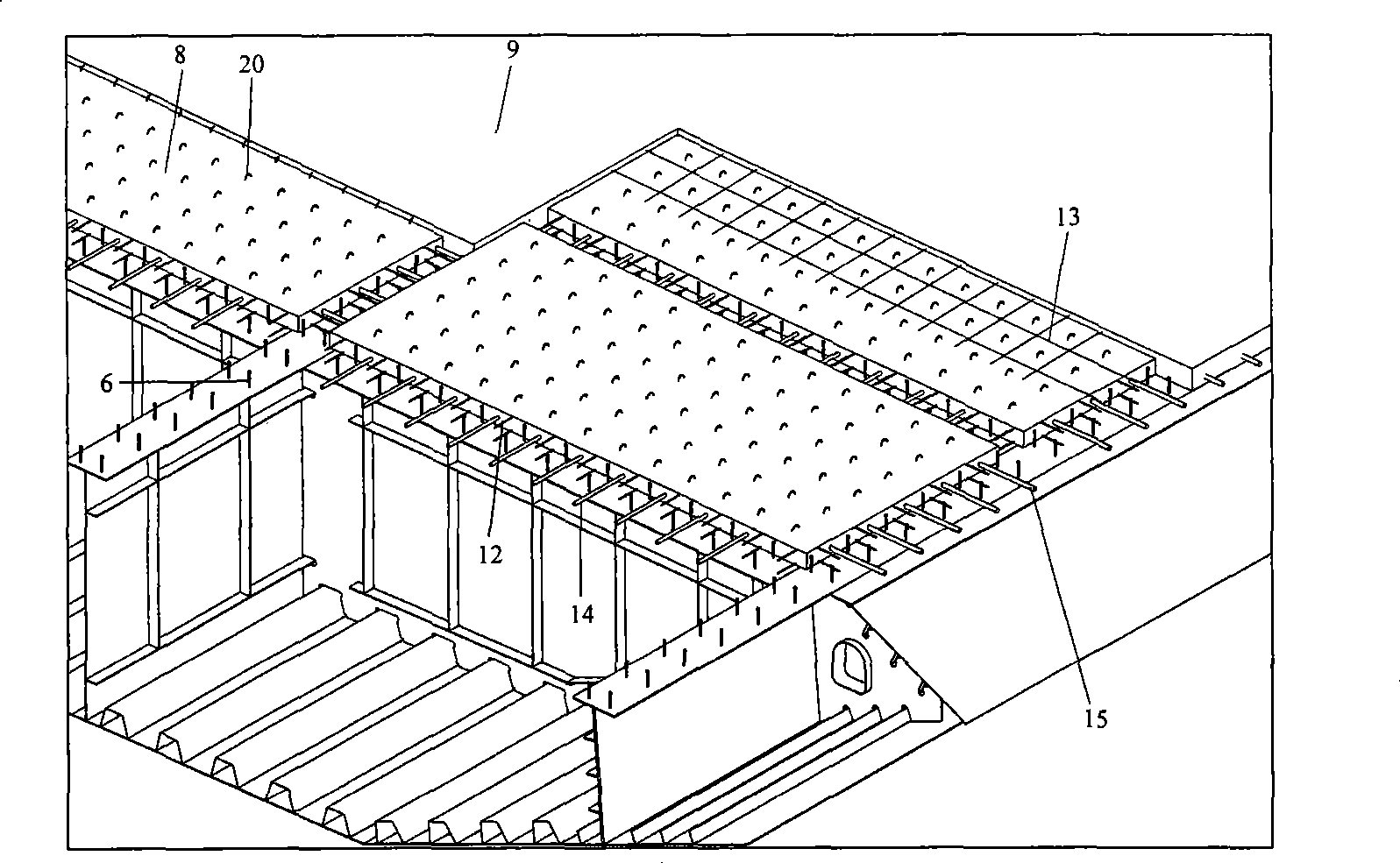 Streamline steel-concrete folding case beam