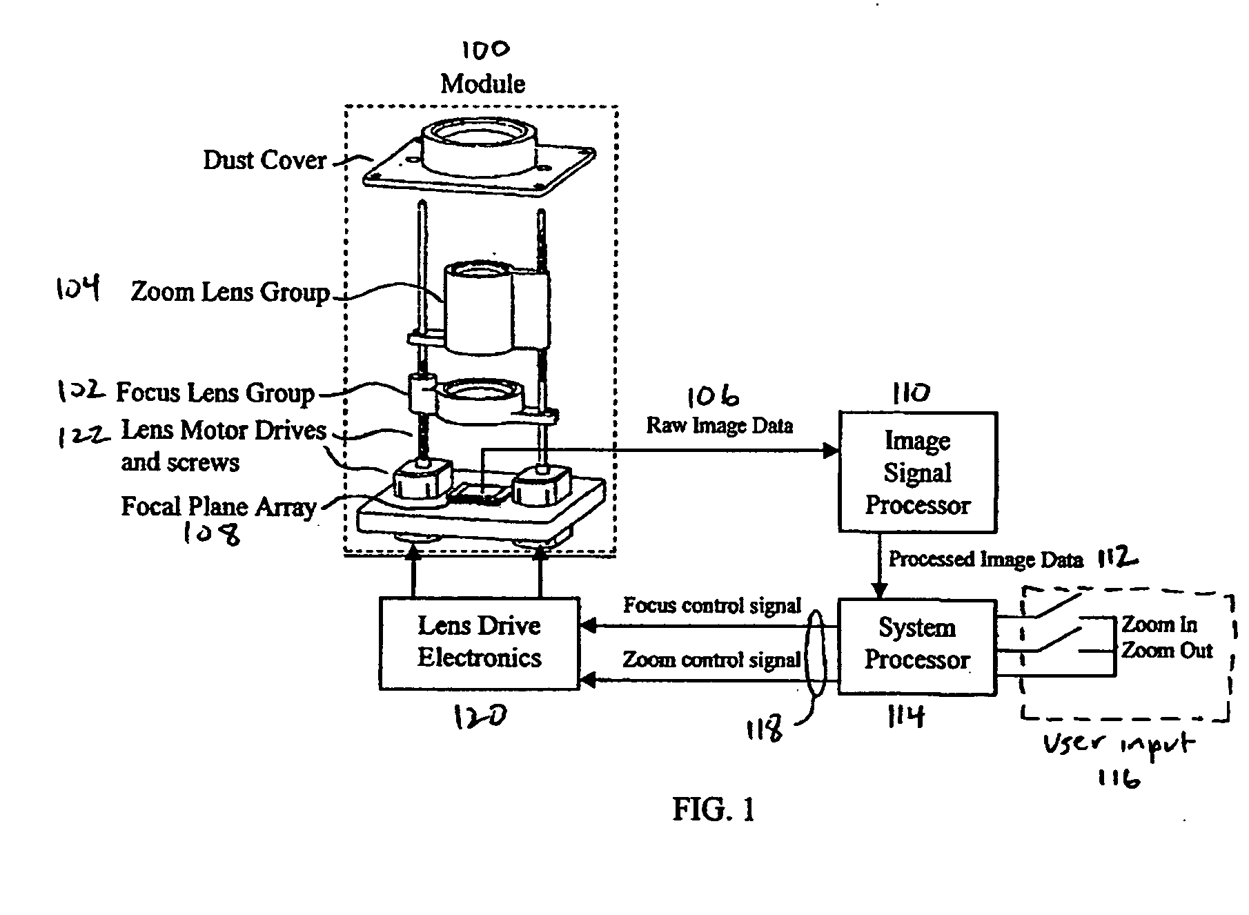 Method and apparatus for controlling a lens, and camera module incorporating same