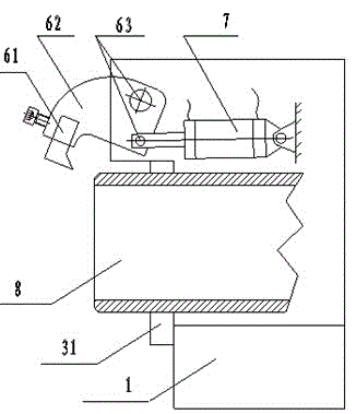 Automatic chamfering, cutting-off and deburring device for steel pipe