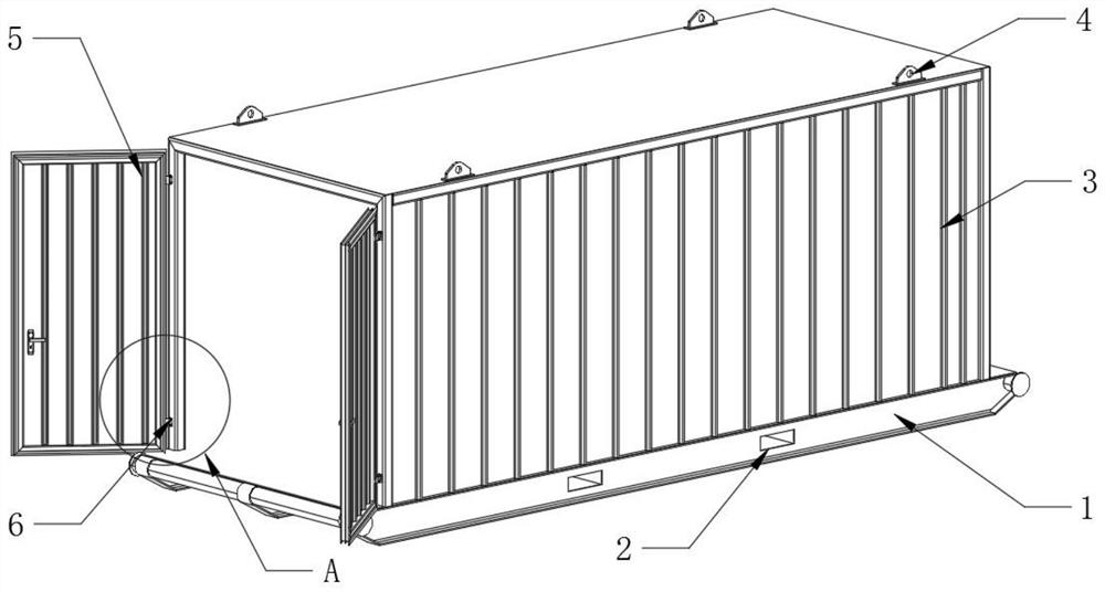 Hot-rolled profile steel door hinge device for container