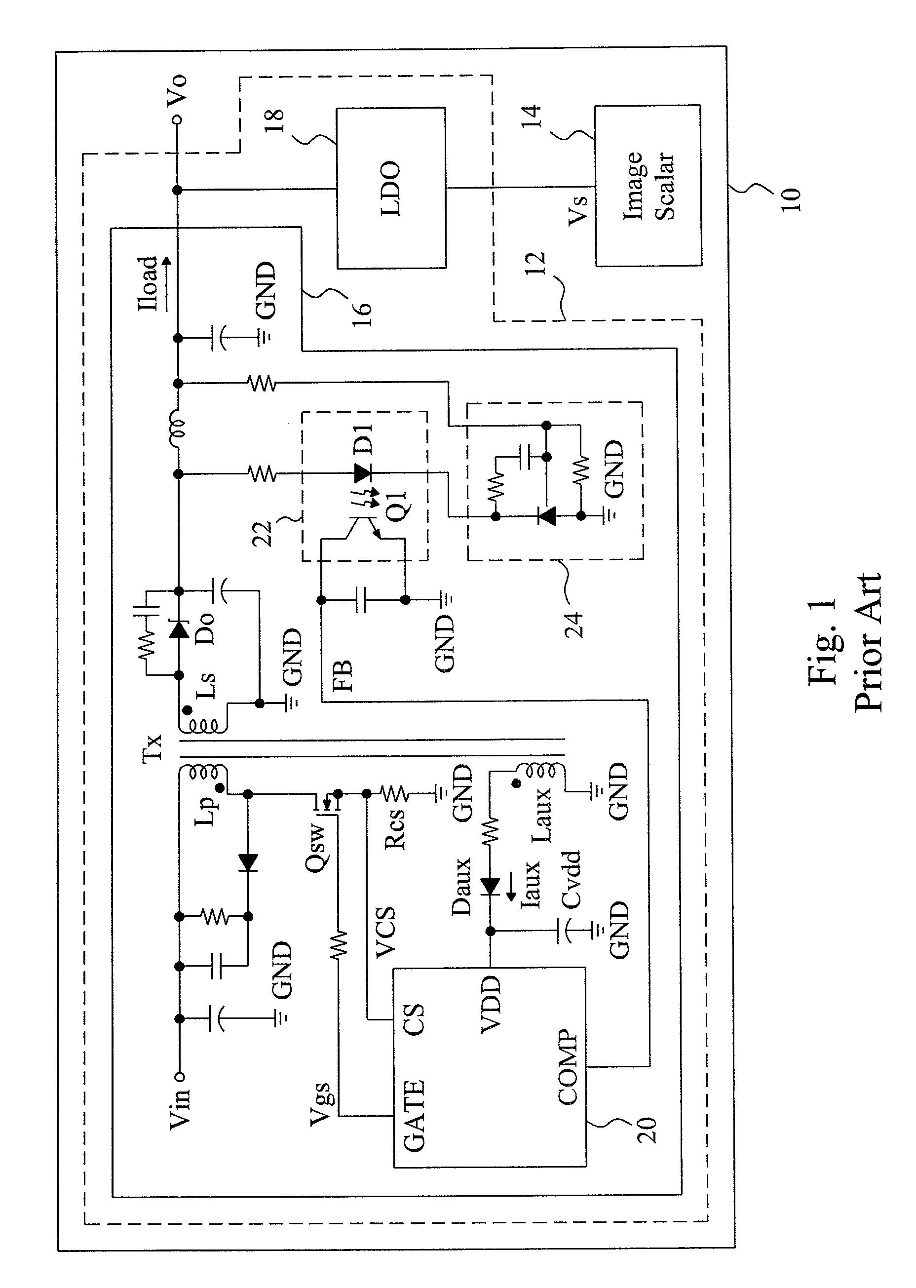 Apparatus and method for reducing the standby power consumption of a display, and display with low standby power consumption