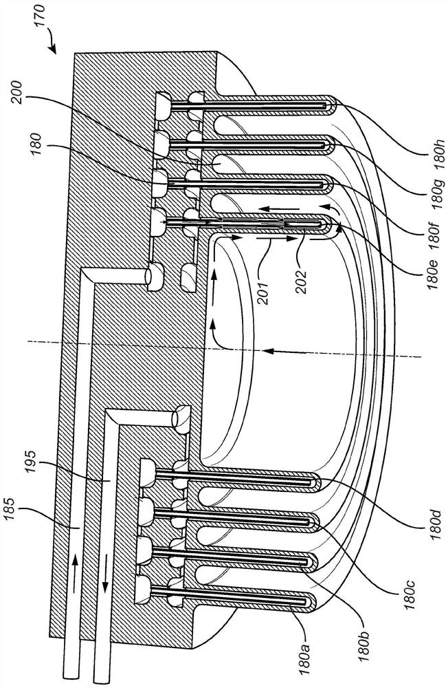 Pressing arrangement and method of cooling article in said arrangement