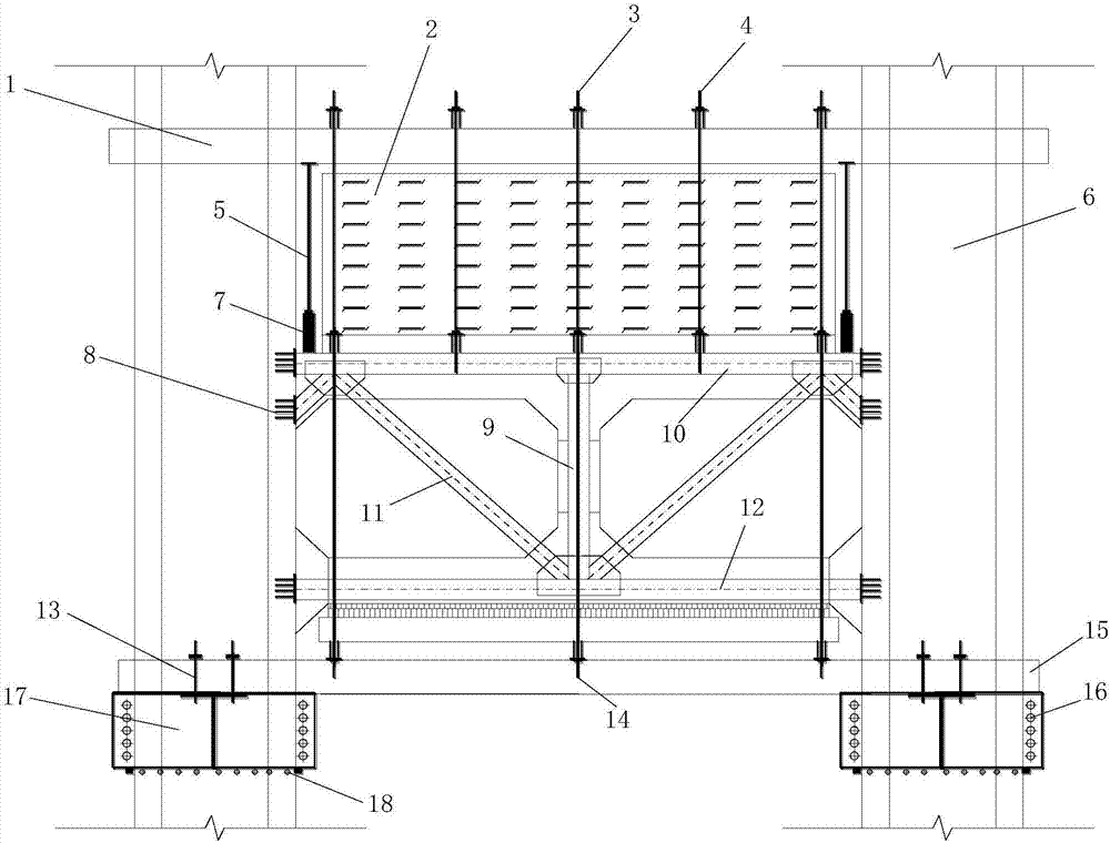 High-pier built-in stiff framework cross tie beam structure and construction method