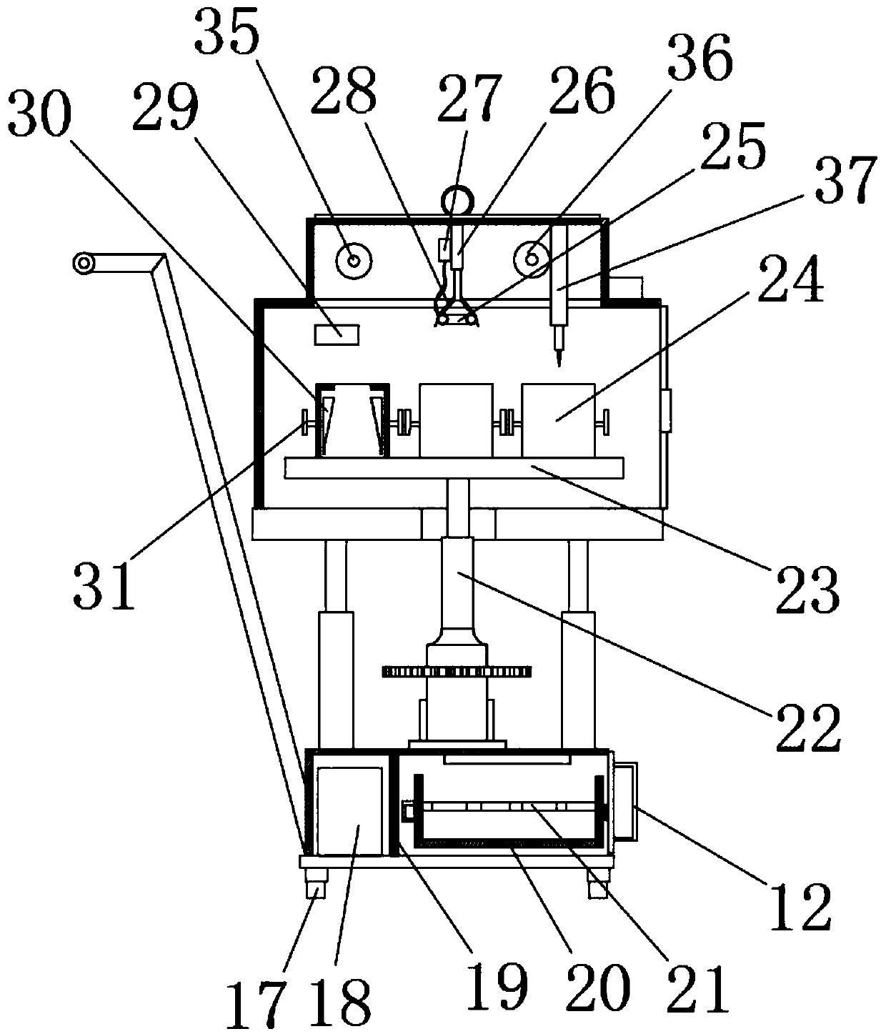 Conical flask sealing device with sterilizing function