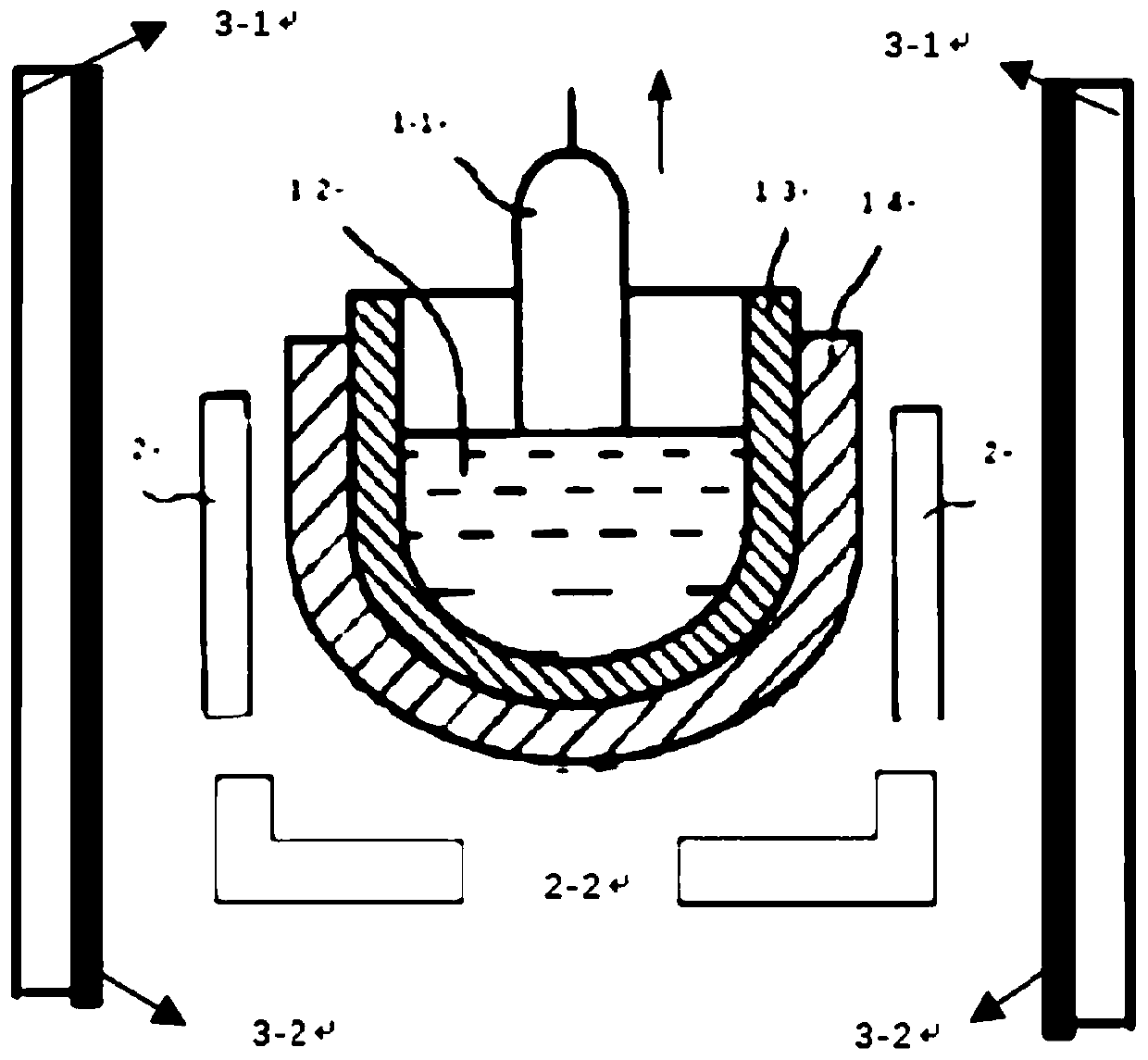 Czochralski crystal growing furnace and measurement control method for longitudinal temperature gradient of Czochralski crystal growing furnace
