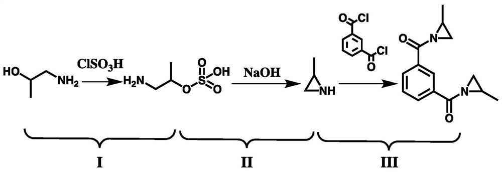 Synthetic method of aromatic aziridine cross-linking agent